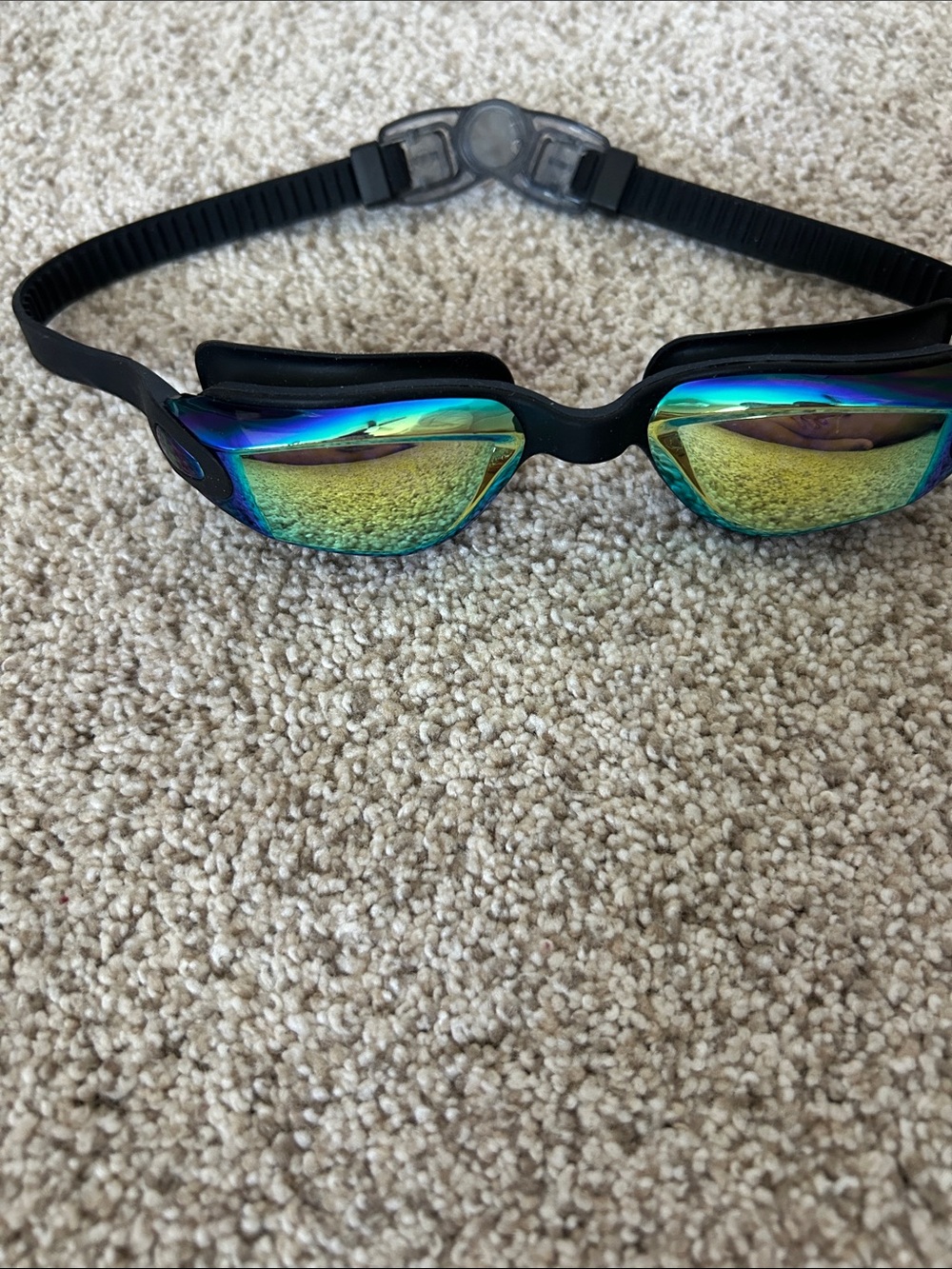 Mirrored Swim Goggles with Iridescent Lenses